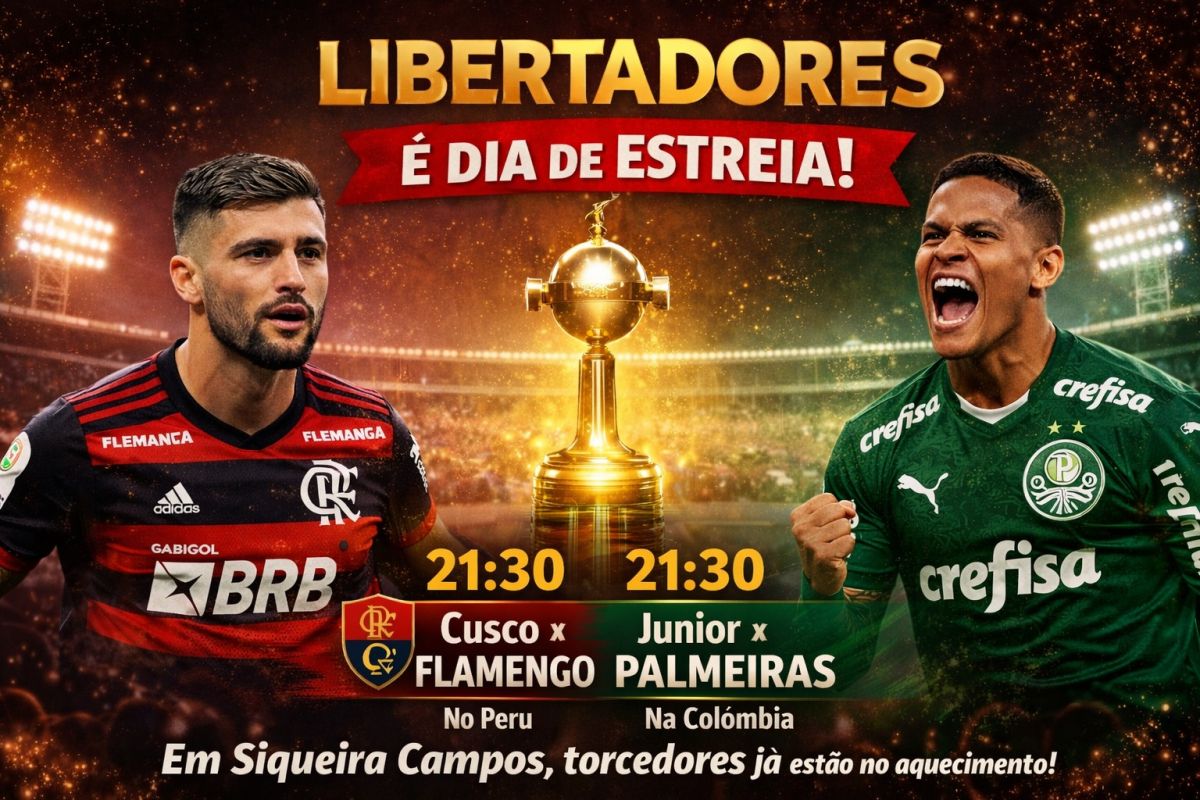 LIBERTADORES MOVIMENTA TORCIDAS DE FLAMENGO E PALMEIRAS EM SIQUEIRA CAMPOS NESTA QUARTA-FEIRA